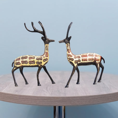 Brass Showpiece Deer Pair Statue 0.6kg