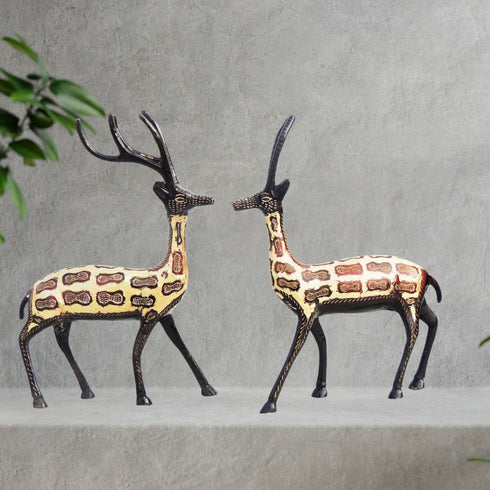 Brass Showpiece Deer Pair Statue 0.6kg