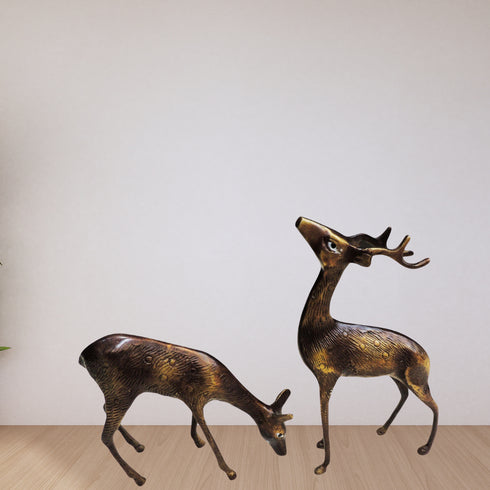 Brass Showpiece Deer Pair Statue 1.38kg