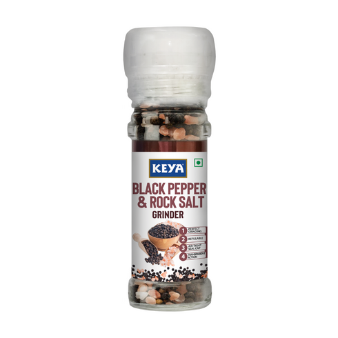 Keya Black Pepper & Rock Salt Grinder Exotic Spices Blend Perfect for Soups Meats Stews Chutneys