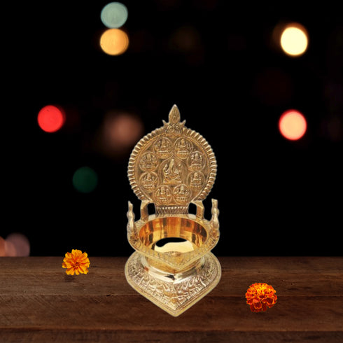 Brass Oil Lamp Kamakshi Diya 0.78Kg (Pack Of 2)