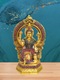 Tamas Brass Goddess Laxmi Sitting Posturel and Decorated with Multicolored Stone (Multicolor)