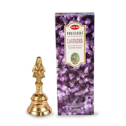 HEM Brass Pooja Bell Ghanti + Lavender Incense sticks