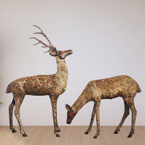 Brass Showpiece Deer Pair Statue 44kg