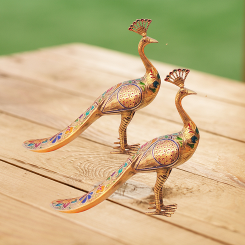 Brass Showpiece Peacock Pair Statue 5.8Kg