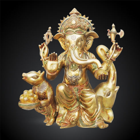 Brass Ganesh Ji Big With Elephant Statue 25.305Kg