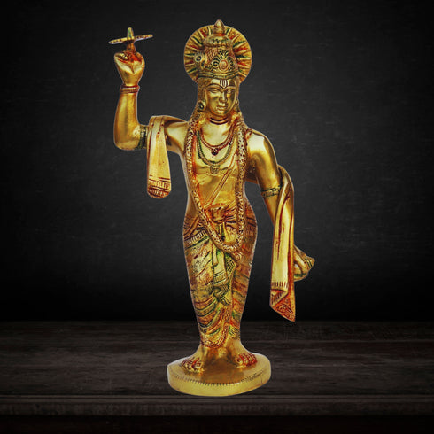 Brass Krishna With Chakra Idol 2.2kg