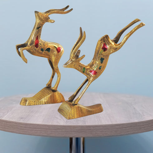 Brass Showpiece Running Deer Statue 0.4kg