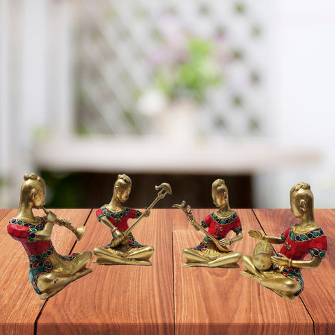 Brass Rajasthani Musical Set Of 4 Pc Statue 5.5kg