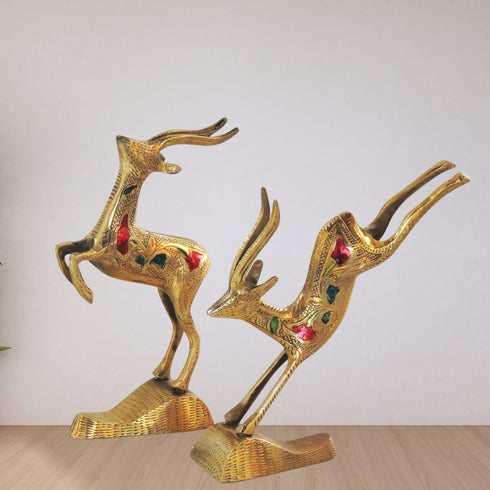 Brass Showpiece Running Deer Statue 0.4kg