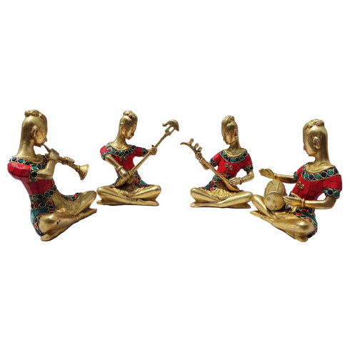 Brass Rajasthani Musical Set Of 4 Pc Statue 5.5kg