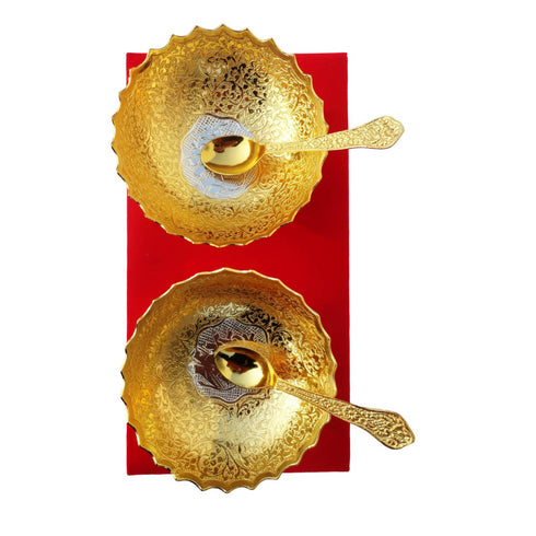 Brass 2 Bowl Set With Velvet Box 0.1kg