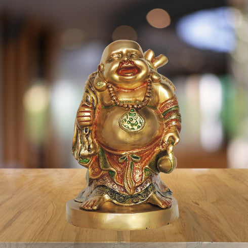 Brass Laughing Buddha God Idol Statue 7.4kg