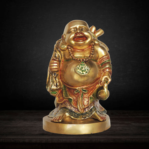 Brass Laughing Buddha God Idol Statue 7.4kg