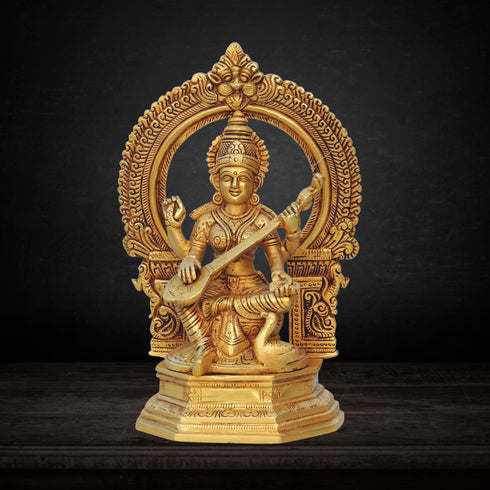 Brass Saraswati Ji Goddess Idol Statue 2.94kg