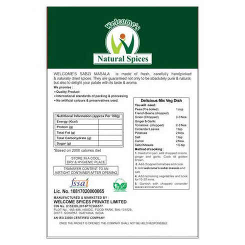 Welcome’s Natural Spices Sabzi Masala Powder
