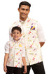 VASTRAMAY Multicolor Base Cream Floral Jacket Baap Beta Set