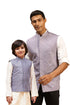 VASTRAMAY Purple Mirror Work Viscose Sleeveless Ethnic Jacket Baap Beta Set