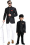 VASTRAMAY Black Silk Blend Solid Baap Beta Jodhpuri Set