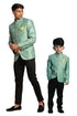 VASTRAMAY Green Woven Design Baap Beta Jodhpuri Set