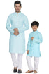 Vastramay Aqua Blue Cotton Baap Beta Kurta Pyjama Set