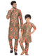 Vastramay Multicolor-Base-Green Cotton Blend Baap Beta Kurta Pyjama set