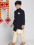 Vastramay Boy's Blue Indo Western Jacket With Kurta And Pyjama Set