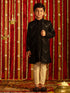 Vastramay Boys' Black And Cream Ethnic Mirror Combo Set