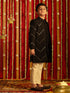 Vastramay Boys' Black And Cream Ethnic Mirror Combo Set