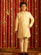 Vastramay Boys' Cream And Cream Ethnic Mirror Combo Set