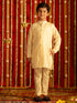 Vastramay Boys' Cream And Cream Ethnic Mirror Combo Set