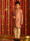 Vastramay Boys' Onion Pink And Cream Ethnic Mirror Combo Set
