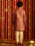 Vastramay Boys' Onion Pink And Cream Ethnic Mirror Combo Set