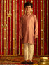Vastramay Boys' Onion Pink And Cream Ethnic Mirror Combo Set