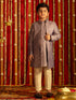 Vastramay Boys' Purple And Cream Ethnic Mirror Combo Set
