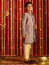 Vastramay Boys' Purple And Cream Ethnic Mirror Combo Set