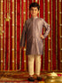 Vastramay Boys' Purple And Cream Ethnic Mirror Combo Set