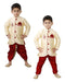 JBN CREATION Boys' Cream Cotton Silk Kurta and Pyjama Set