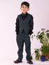 Vastramay Boy's Black And Green Shirt Blazer Waist Coat And Pant