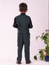 Vastramay Boy's Black And Green Shirt Blazer Waist Coat And Pant