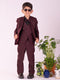 Vastramay Boy's Black And Maroon Shirt Blazer Waist Coat And Pant
