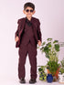 Vastramay Boy's Black And Maroon Shirt Blazer Waist Coat And Pant