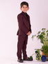Vastramay Boy's Black And Maroon Shirt Blazer Waist Coat And Pant