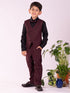Vastramay Boy's Black And Maroon Shirt Blazer Waist Coat And Pant