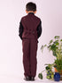 Vastramay Boy's Black And Maroon Shirt Blazer Waist Coat And Pant