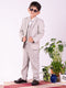 Vastramay Boy's White And Gray Shirt Blazer Waist Coat And Pant