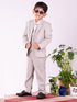 Vastramay Boy's White And Gray Shirt Blazer Waist Coat And Pant