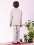 Vastramay Boy's White And Gray Shirt Blazer Waist Coat And Pant