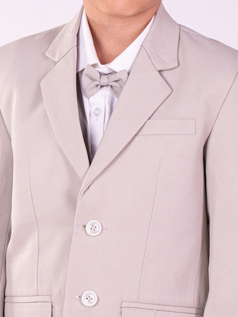 Vastramay Boy's White And Gray Shirt Blazer Waist Coat And Pant
