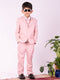 Vastramay Boy's White And Pink Shirt Blazer Waist Coat And Pant